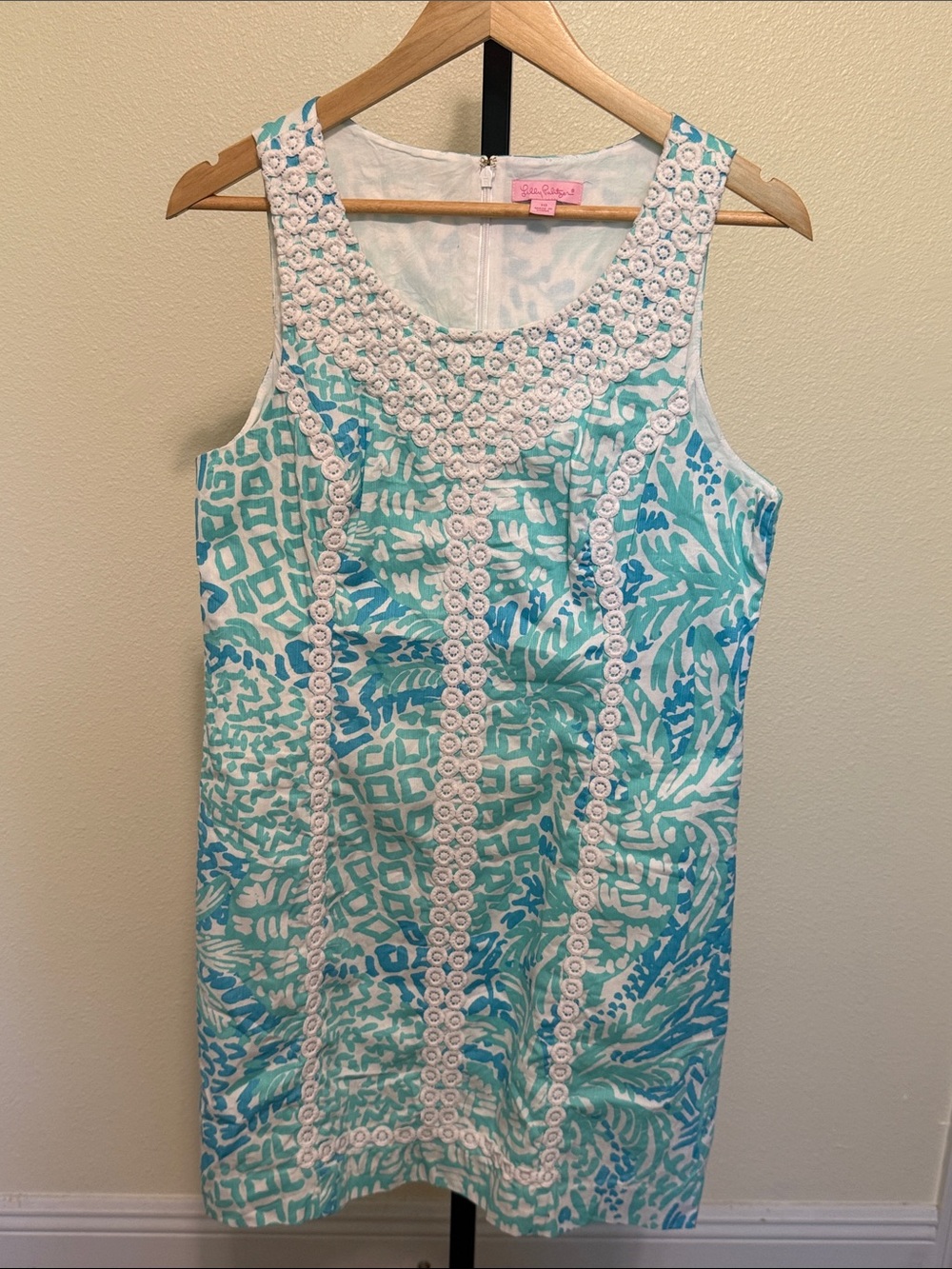 Lilly Pulitzer Aqua & White Embellished Shift Dress